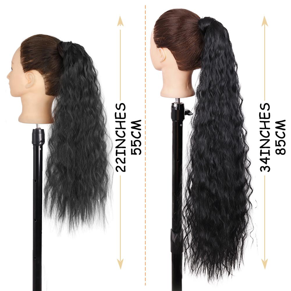 MERISIHAIR Women Long Deep Wavy Warp Around Ponytail Synthetic Fiber Long Brown Wavy Ponytail Hair Extensions Daily Wear