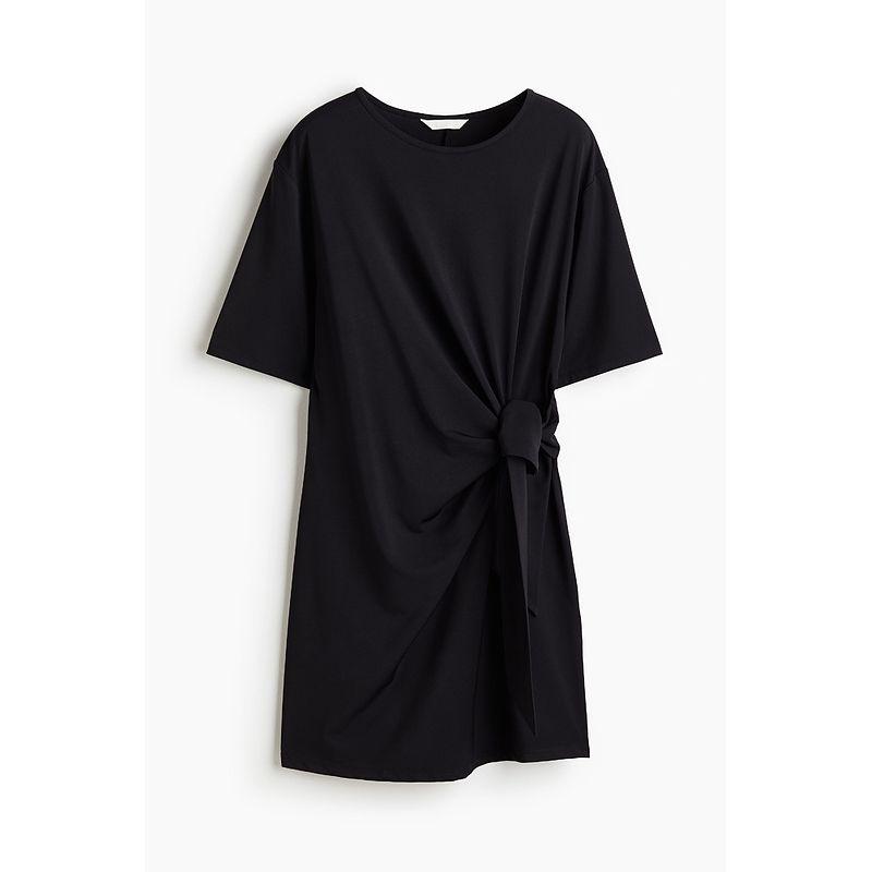 

HM 2025 Summer New Women clothes Knot Decoration Dress 1292919 Black 155/80(XS)