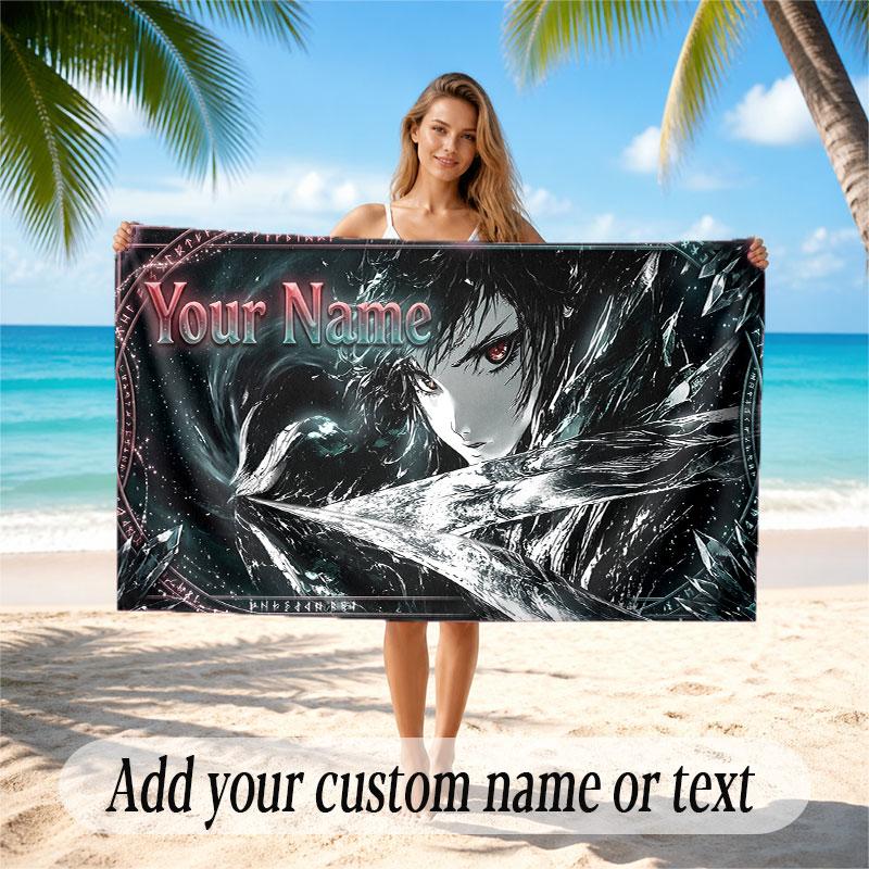 Skull Gothic Theme Soft Beach Towel Personalized Custom Name Text Towel Portable for Beach Pool Travel