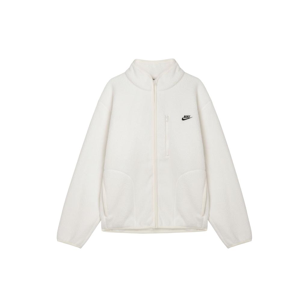Nike Club Casual Fashion Simple Zipper Long Sleeve Fleece Jacket Men Jackets Sail-White Black FZ0889-133