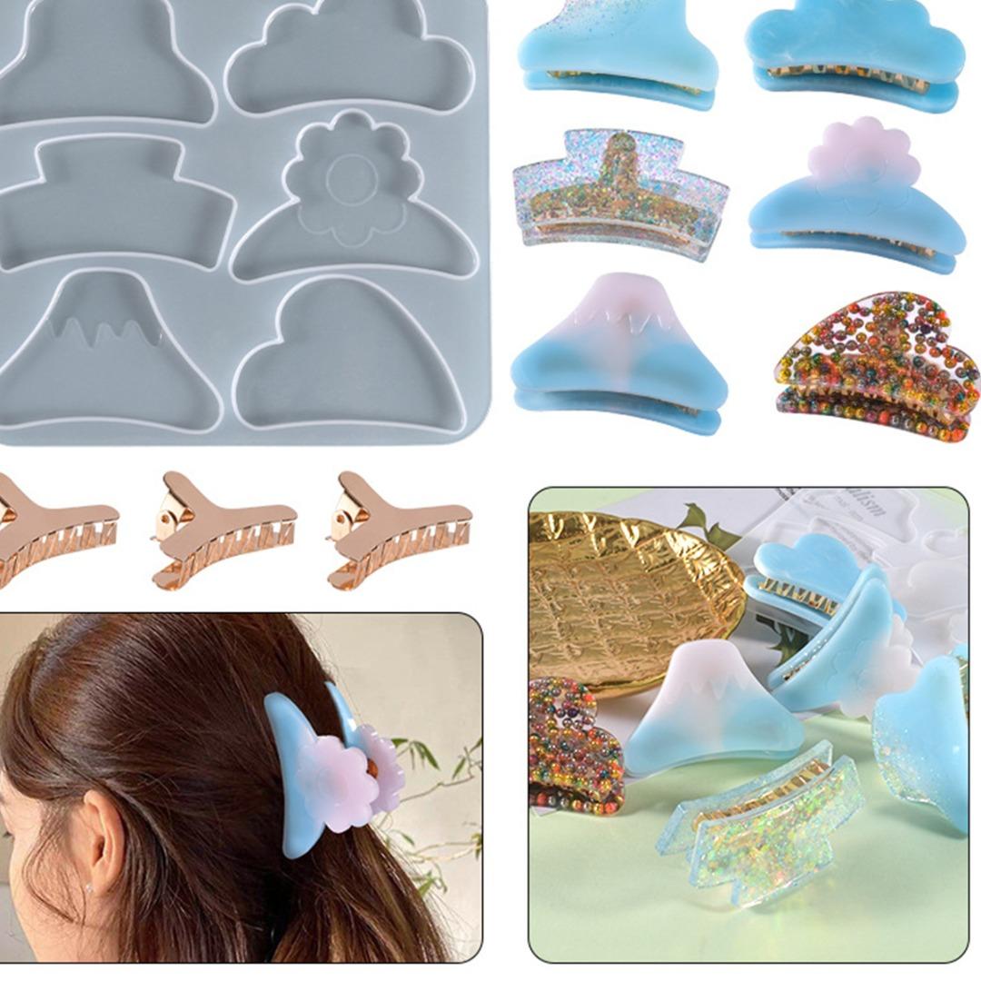 

Tingml 1 комплект DIY заколки для волос эпоксидная смола силиконовые формы с 6 аксессуарами для когтей для волос