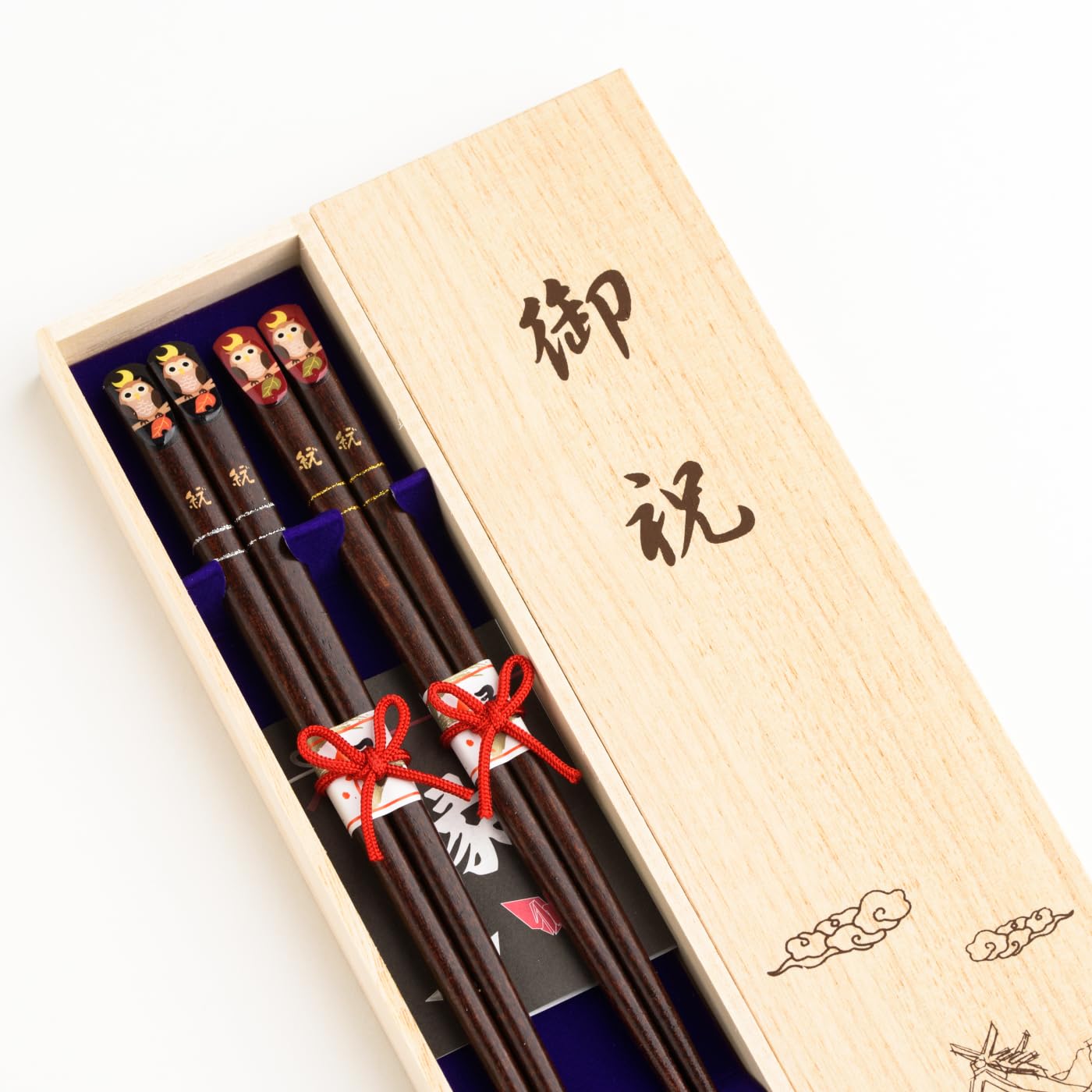 Matchmaking dishwasher 23cm and lucky owl design pairs in a paulownia wood Mid-year gift chopsticks, couple s chopsticks, high-quality, stylish,
