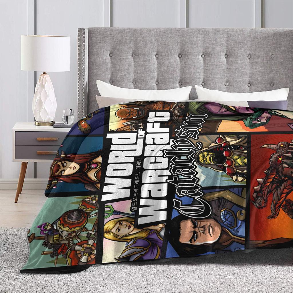 World of Warcraft Game Flannel Blankets Super Warm Throw Blanket for Outdoor Travel Office Aesthetic Bedspread Sofa Bed Cover