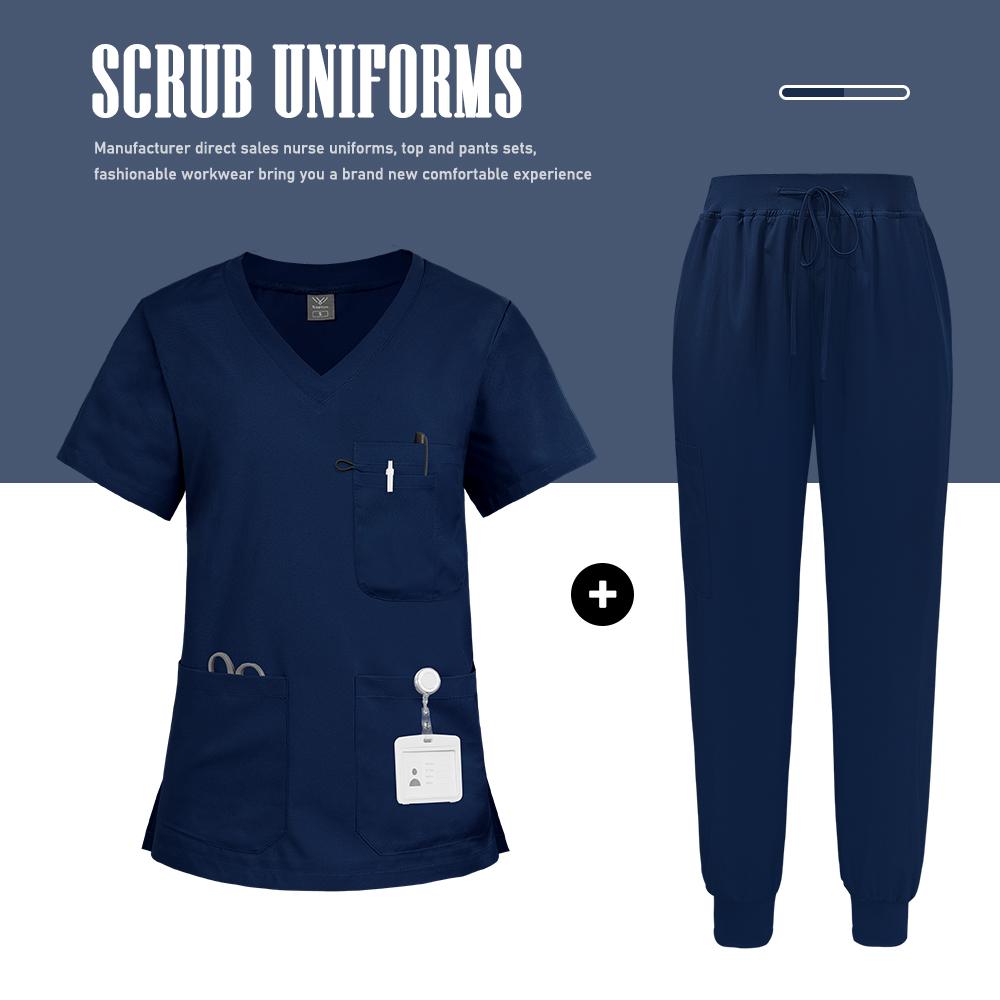 

High Quality Multi Color Spa Unifrom Suit Nurses Hospital Work Wear Scrub Sets Women Short Sleeve Medical Uniforms Unisex Scrubs 2XL