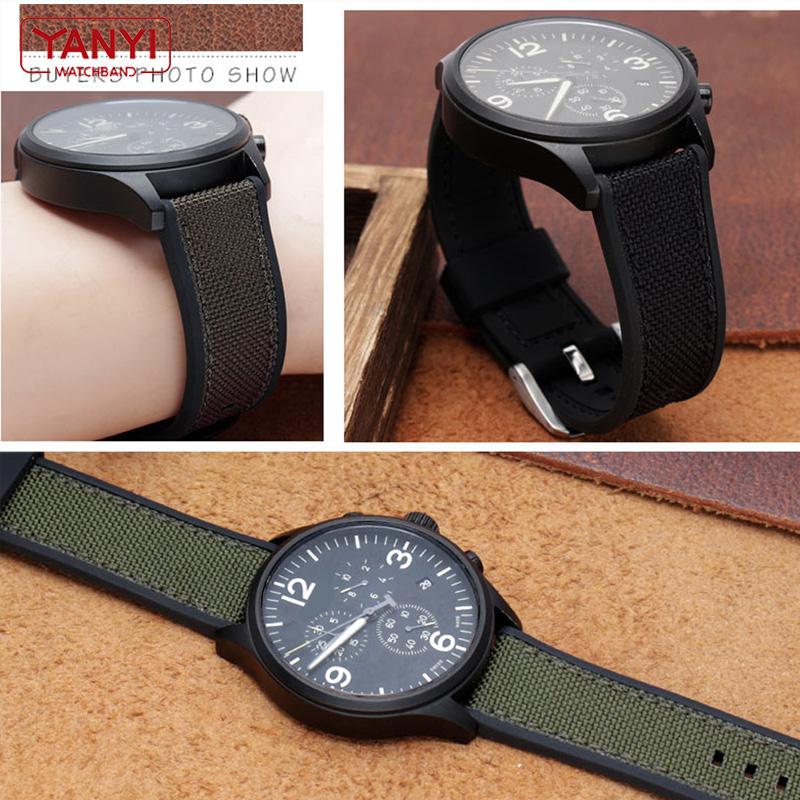 Verdicktes Nylonband mit Silikonkautschuk-Unterseite, 21 mm, 22 mm, für Seiko SUR325P1, Timex, Tissot-Uhrenarmband, Herrenarmband