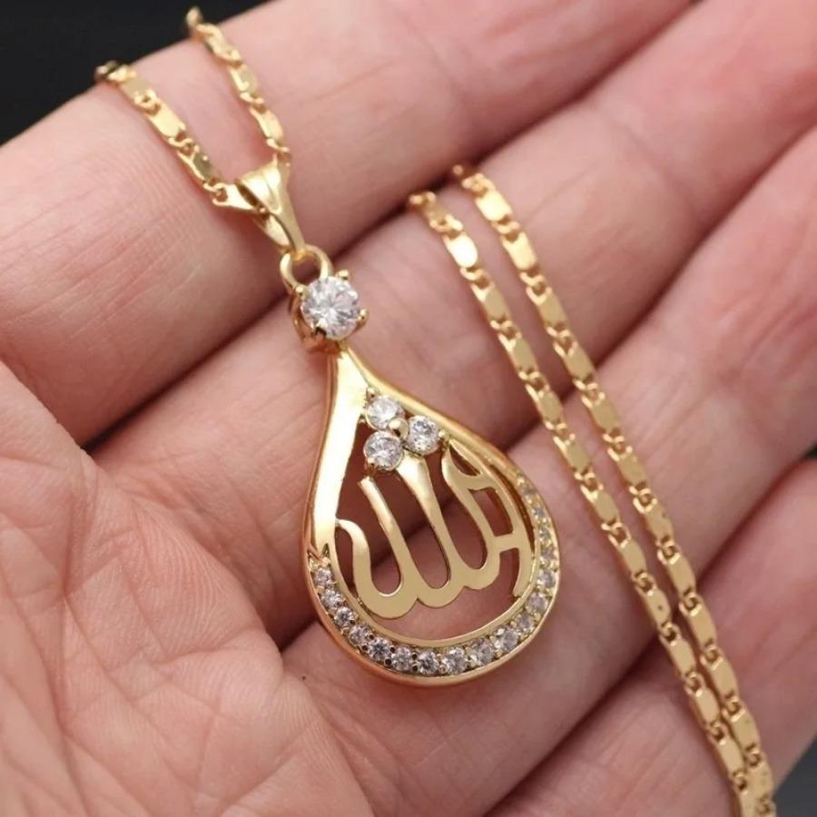 Muslim Allah Quran Drop Shape Pendant Necklace Men Women Religious Amulet Jewelry Ramadan Gift