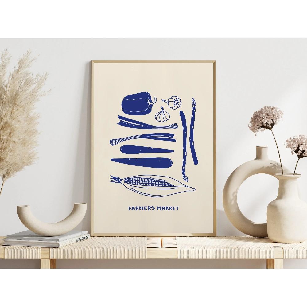 Minimalist Simple Fruits Vegetables Posters Onion Tomato Corn Abstract Modern Prints Canvas Wall Pictures Home Living Room Decor