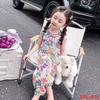 Girls Summer Floral Rayon Vest And Shorts Set Cute Baby Cotton Silk Home Wear Two Piece Outfit For Kids