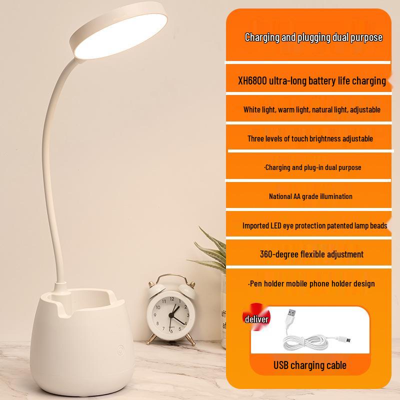 Rechargeable LED Desk Lamp for Eye Protection - Ideal for Studying, Dorms, Bedrooms, and Bedside Reading