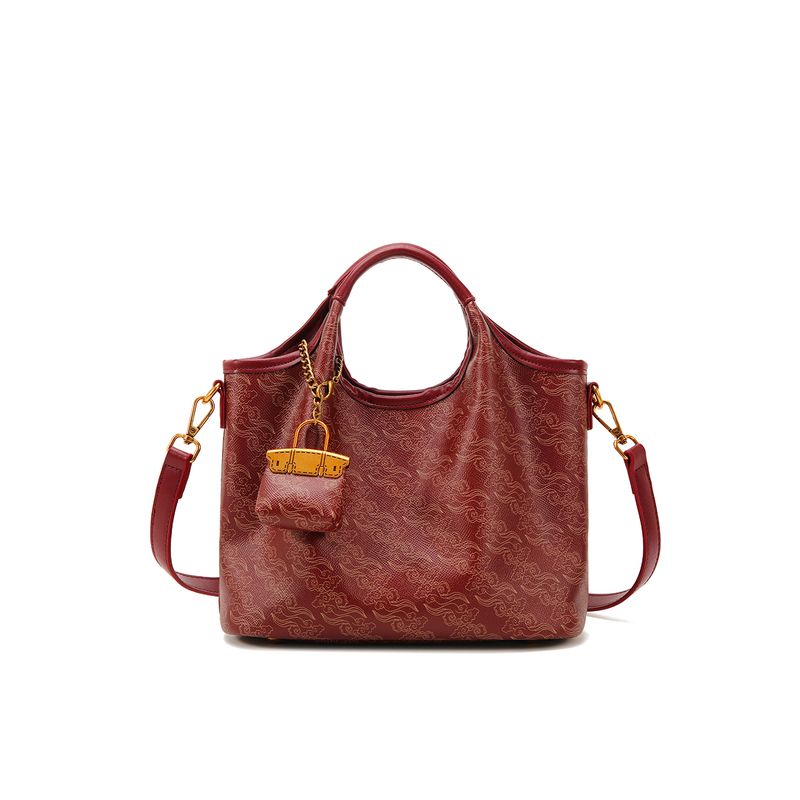 

Red Bag Female Niche Style Retro Soft Leather Handbag Mother and Child Bag Fancy Bridal Wedding Bag Work Clothing Crossbody Bag Zhu Yinghong