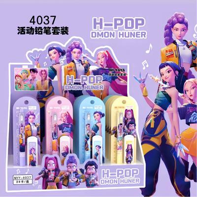 Lápis Mecânico Caçadores de Demônios K-pop, Lápis Automático Resistente à Quebra para Estudantes, Lápis de Escrita Sem Necessidade de Apontar