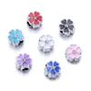5pcs/lot Alloy Big Hole Beads Colorful Five Petal Flower Loose Bead For DIY Exquisite Bracelet Necklace Jewelry Making Wholesale
