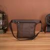 Crazy Horse Leather Men's Vintage Travel Fanny Waist Belt Bag Pack Satchel Sling Bag Design Phone Cigarette Case Pouch Male