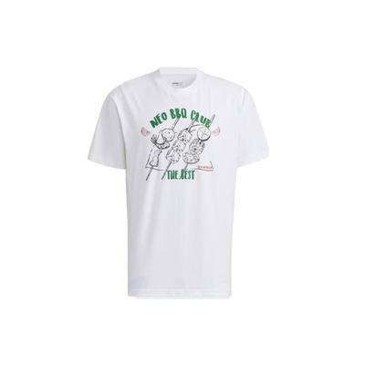 Neo Logo Print Round Neck Loose T-Shirt Men Tops White H62009