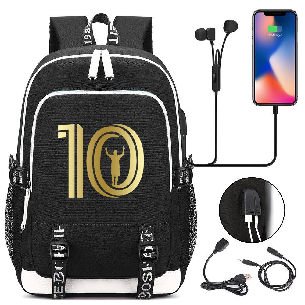 Football Printed Student Backpack Multifunctional Usb Interface Large Capacity Leisure Travel Backpack