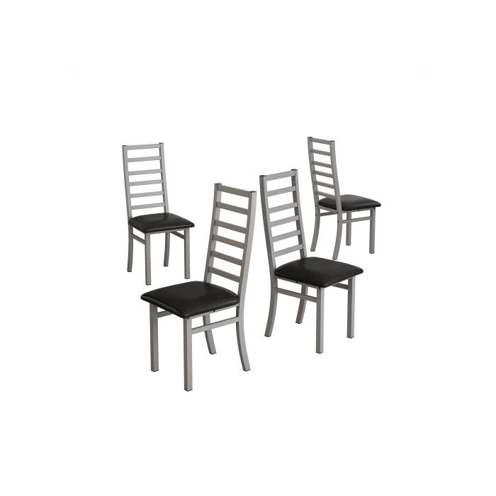 Chaises de salle à manger - MUVOE - Lot de 4 - Métal - Cuir PU - Gris