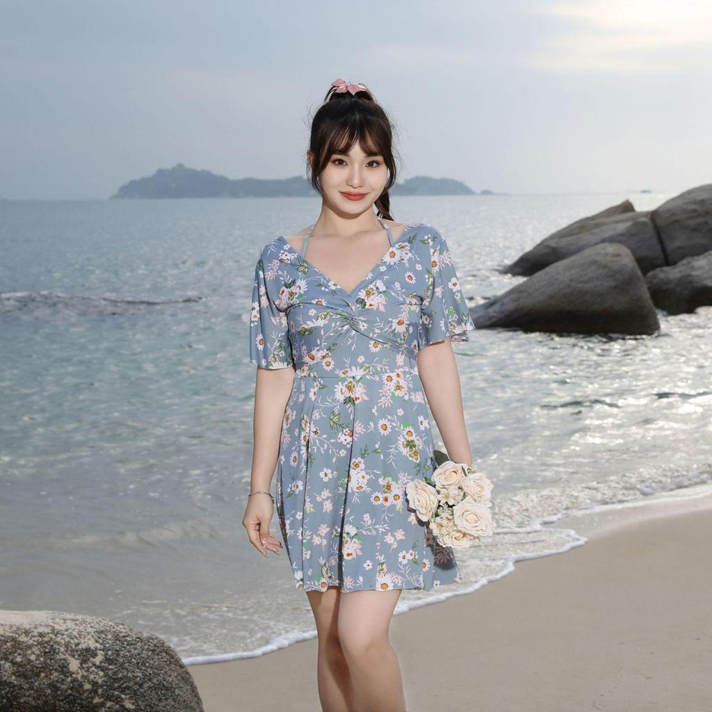 Plus Size Cute Style One-Piece Swimsuit with Loose Fit and Coverage