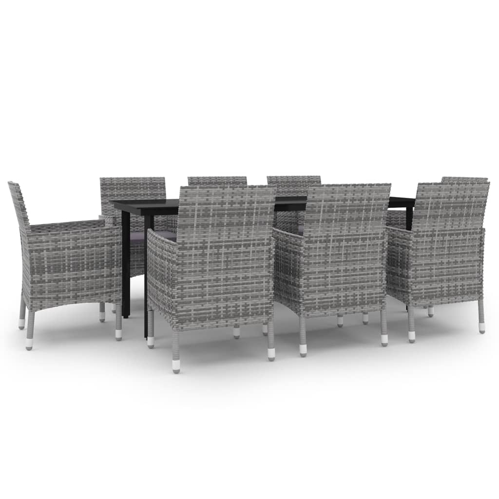 Vidaxl 9-Cz. Garden Furniture Set With Cushions, PE Rattan And Glass