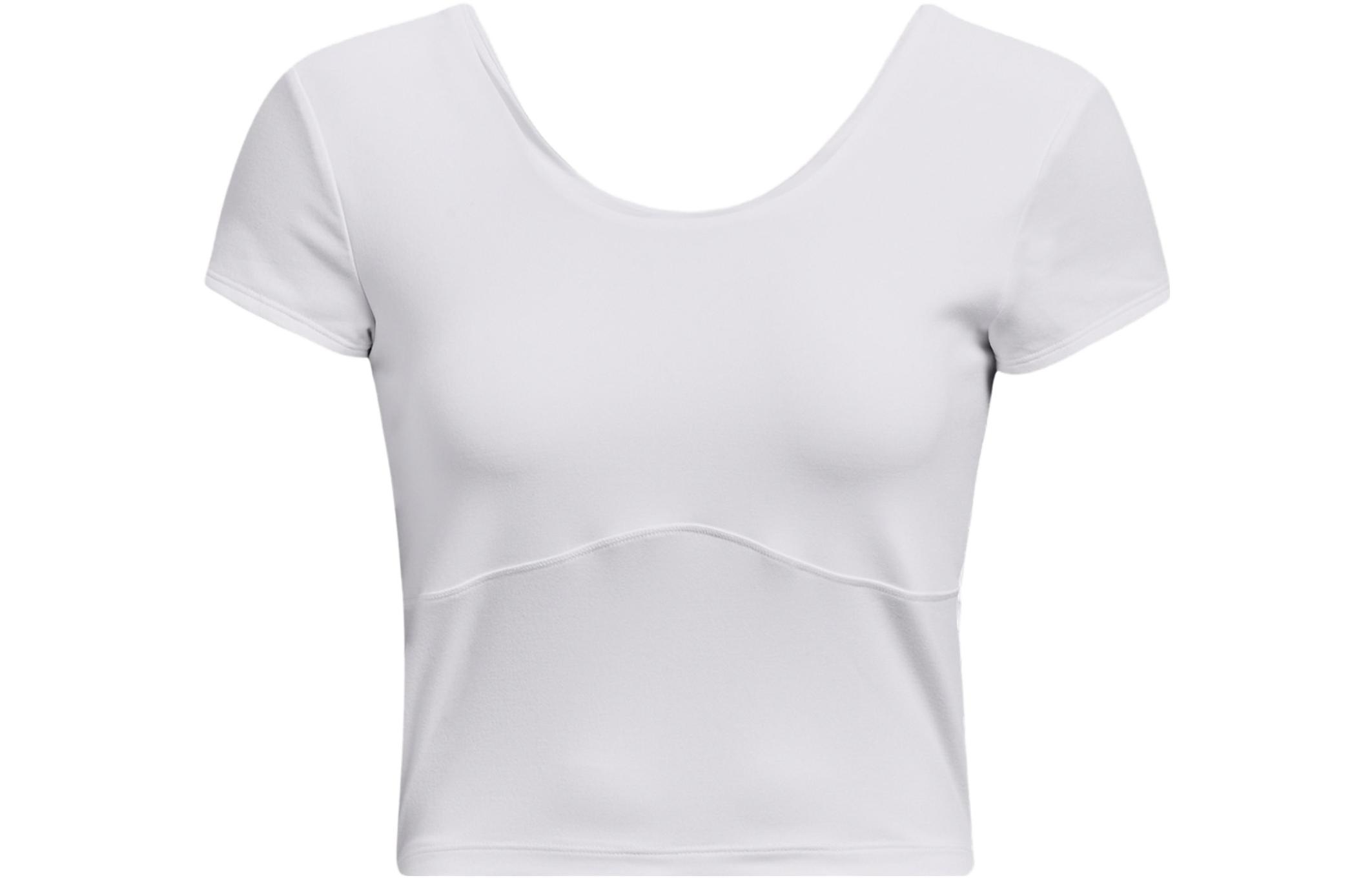 Under Armour T Shirts Women s White Crew Neck Moderate Straight Fit 1379156-100 L