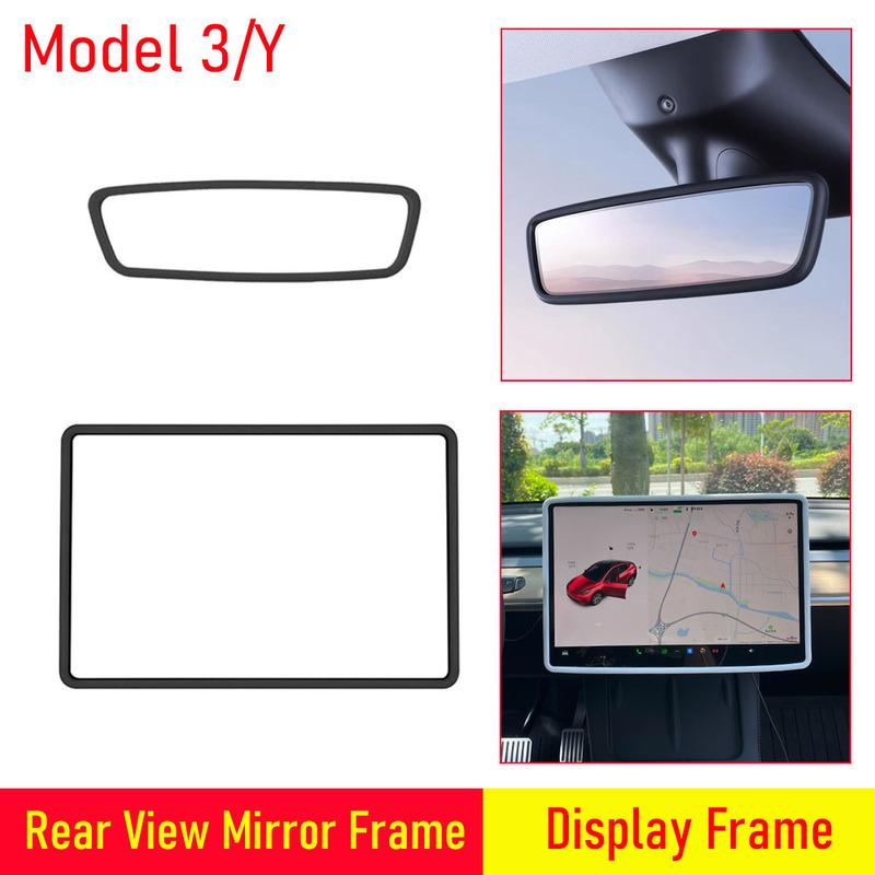 Protector Trim Frame for Tesla Model 3 Y Juniper Screen Edge Frame Rearview Mirror Cover Center Console Protective Accessories