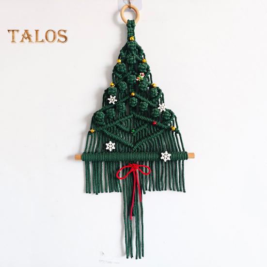 Wall Hanging Tapestry with 17 Accessories Manual Braided Bohemian Style Hollow Out Dorm Home Hotel Wall Decoration Christmas Tree Hanging Pendant