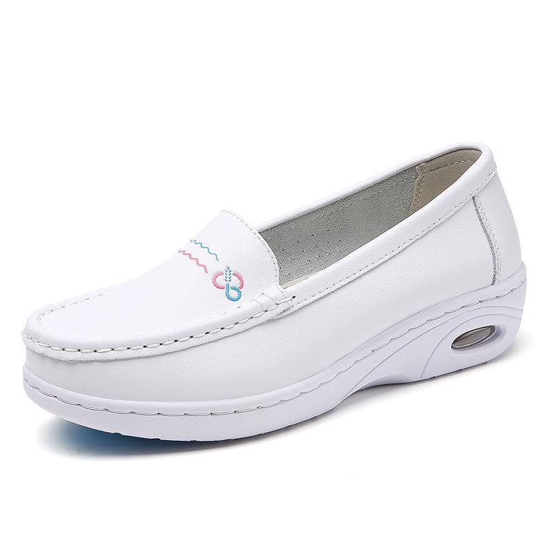 

Four Seasons New Air Cushion Nurse Shoes Женская мягкая подошва Дышащая Не устают Ноги Удобная Нескользящая Толстая Подошва Увеличивает Рост Медицинская Работа W 41 белый