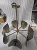 Large Mid Century Brass Chandelier – Handmade Sputnik Ceiling Light with Glass Globes