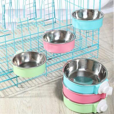 Hundenapf für Hundeboxen, abnehmbarer Edelstahl-Tierzwingerkäfig, hängende Futternäpfe und Wasserspender für Welpen, Katzen, Kaninchen und Kleintiere