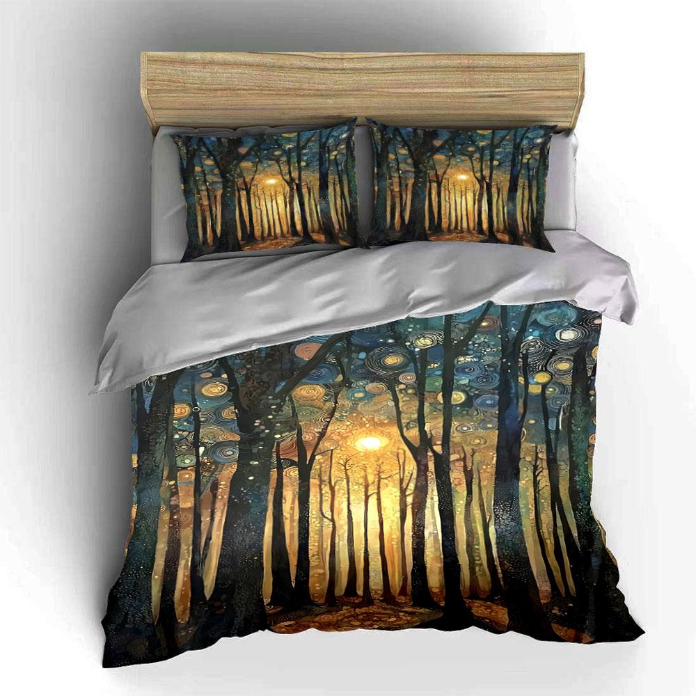 Glowing Forest with Swirls. Bedding Sets Duvet Cover Sets Duvet Covers Pillowcases(1 * Duvet Cover 2 * Pillowcases, Without Duvet Insert)