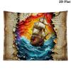 Pirate Ship Art Wall Tapestry Aesthetic Wall Hanging Printed Fabric Blanket Decorative Tapestries for Bedroom Living Room Home Decor