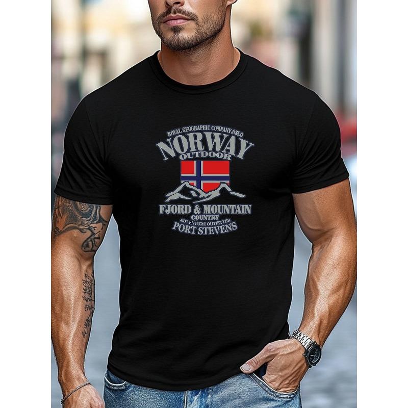 T-shirt da uomo, Rilassata e casual, Semplice e pulita, Con un design NORWAY OUTDOOR per l'estate, Manica corta girocollo