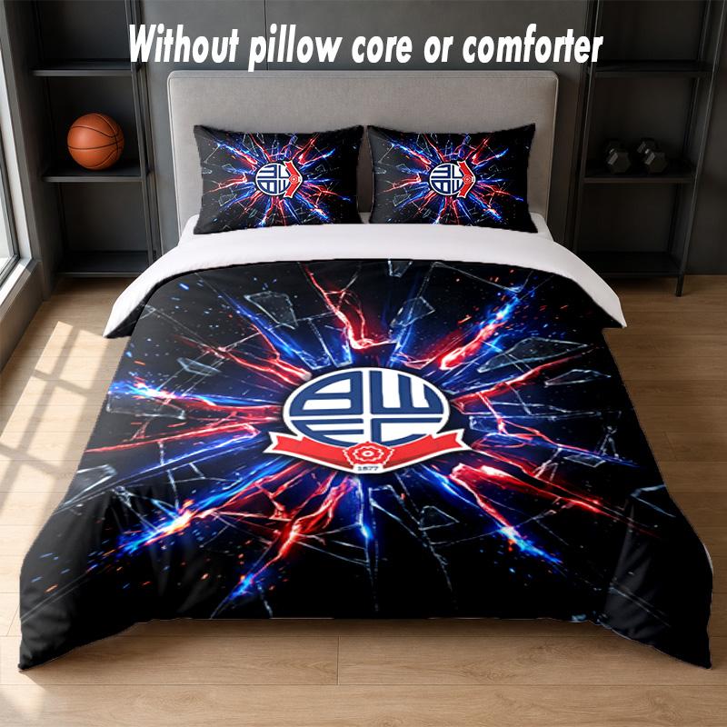 Set Biancheria da Letto Bolton Wanderers FC 1 Copripiumino + 2 Federe Morbido Traspirante Biancheria da Letto per la Casa