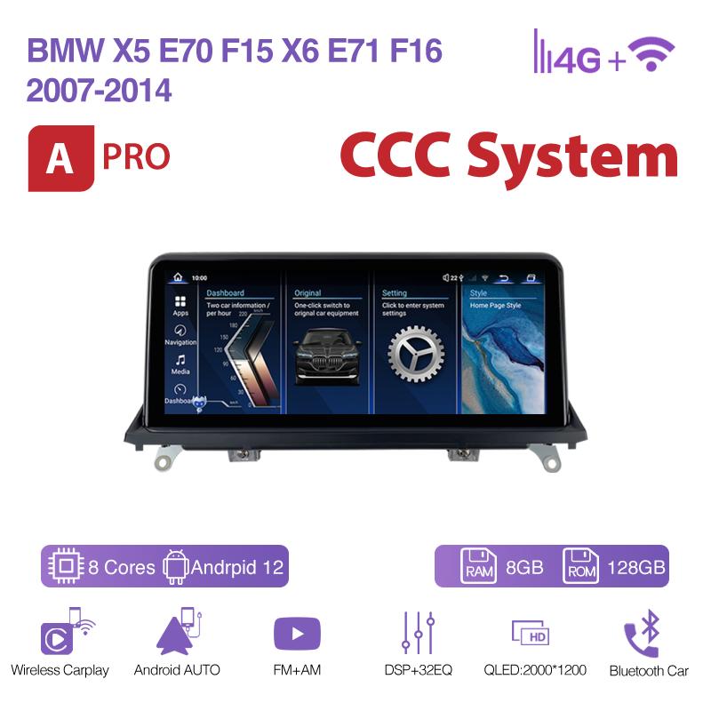 10.25Inch For BMW X5 E70 F15 X6 E71 F16 2007-2014 GPS Navigation Car Multimedia Video Player Radio CarPlay 4G 360Camera CIC& CCC
