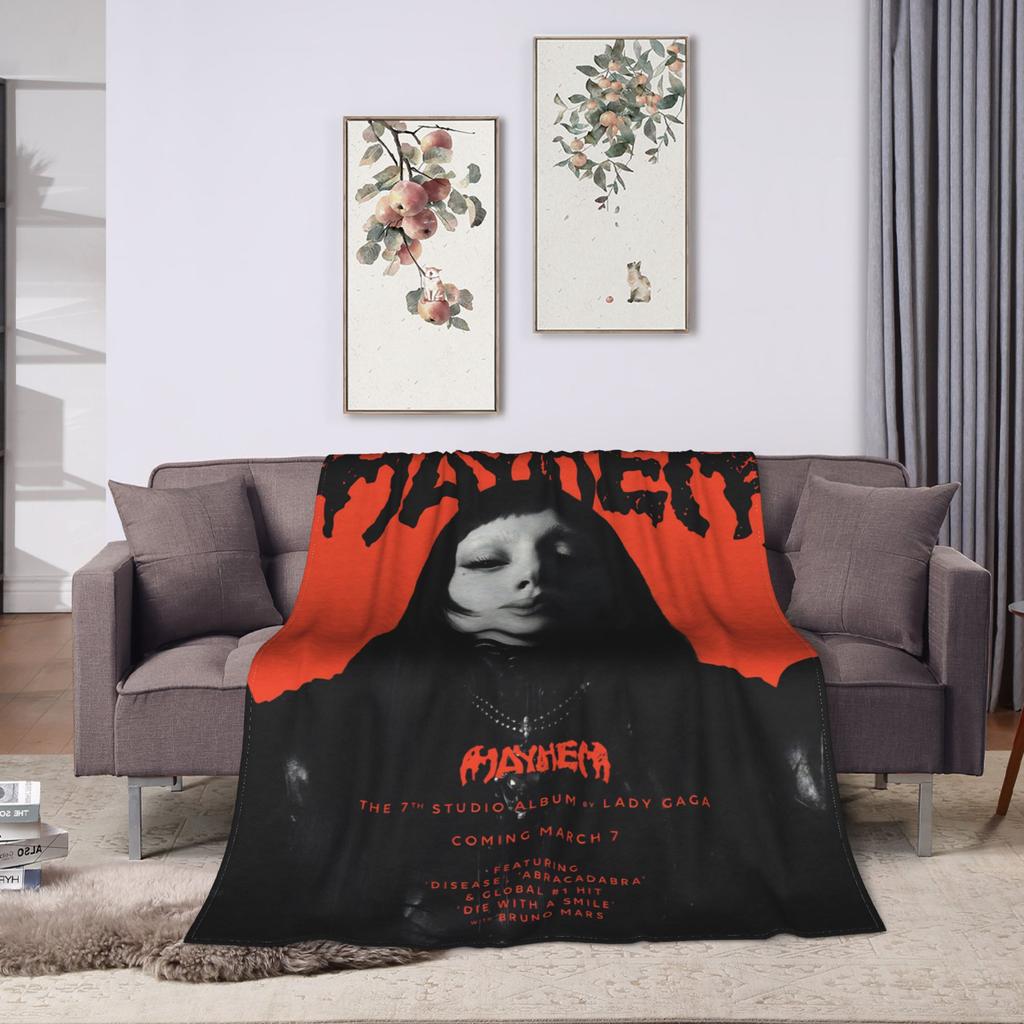 Lady Gaga Mayhem 2025 Album Blankets Decorative Flannel Throw Blanket For Couch Chair Soft Warm Custom Quality Bedspread