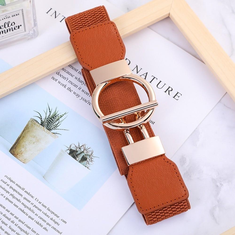Exquisite Elastic Waistband Casual Round Buckle Waist Strap Waist Belts Women