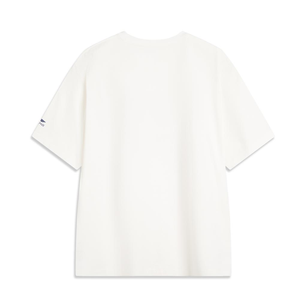 Li Ning Casual Minimalist Letter Round Neck Pullover Short Sleeve T-Shirt Men Tops Off-White AHSV477-1