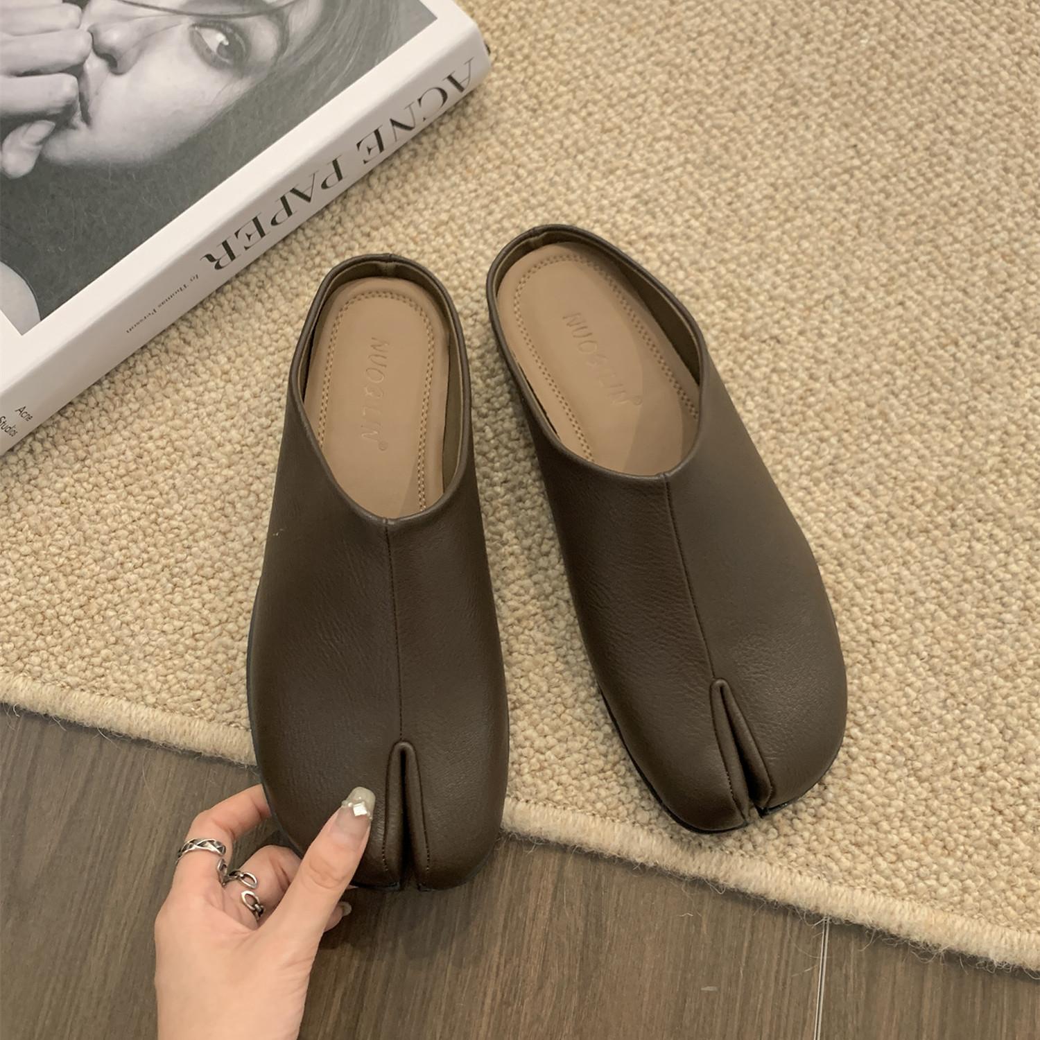 Мода Bailamos Женские таби ниндзя слипоны балетки с раздельным носком тапочки с круглым носком мелкие ленивые слипоны лодочки мюли обувь мягкие лоферы мухер 35 4717₽