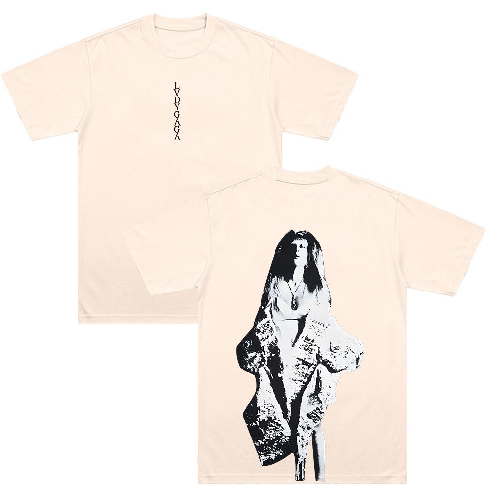 Lady Gaga Black & White Portrait T-Shirt LVDYGAGA Vintage Graphic Print T Shirt Women Men Aesthetic Street Style 100%Cotton Soft Tee Anime T-shirt