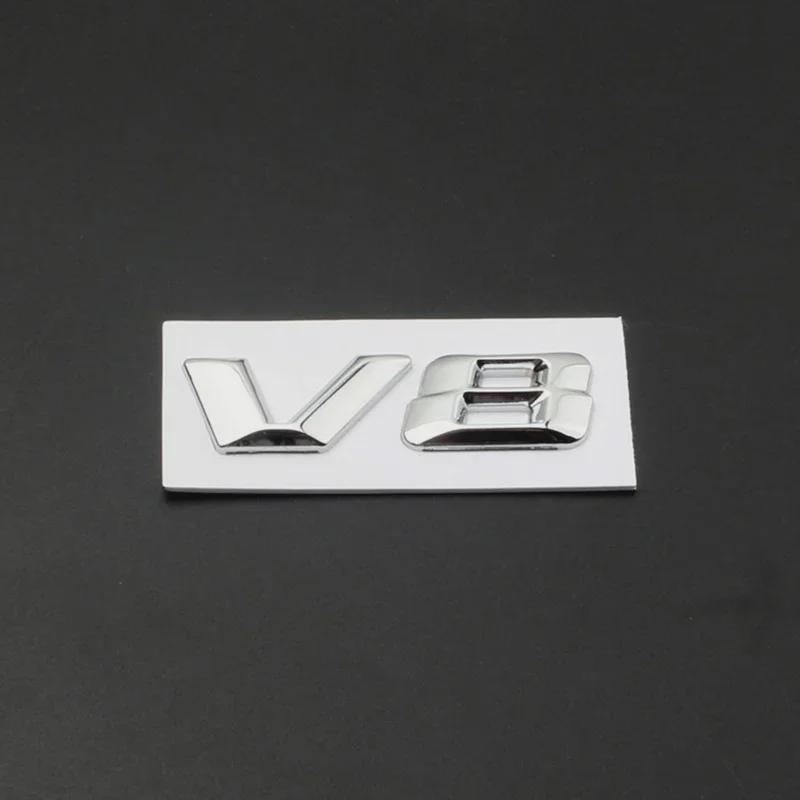 3D ABS Chrome Letters Car Fender Badge Sticker V12 V8 Emblem Logo For S600 W222 S500 W140 CL600 M275 CLS63 V8-Silver
