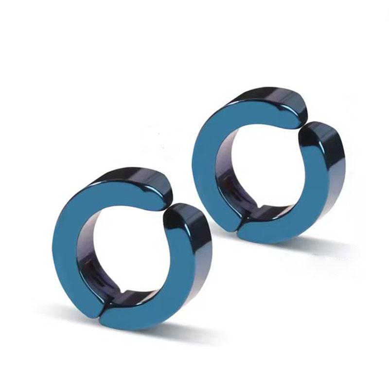 Punk Blue Cartilage Ear Clip Set 1Pair, Stainless Steel Anime Themed No Hole Earrings For Cosplay Costume Accessories