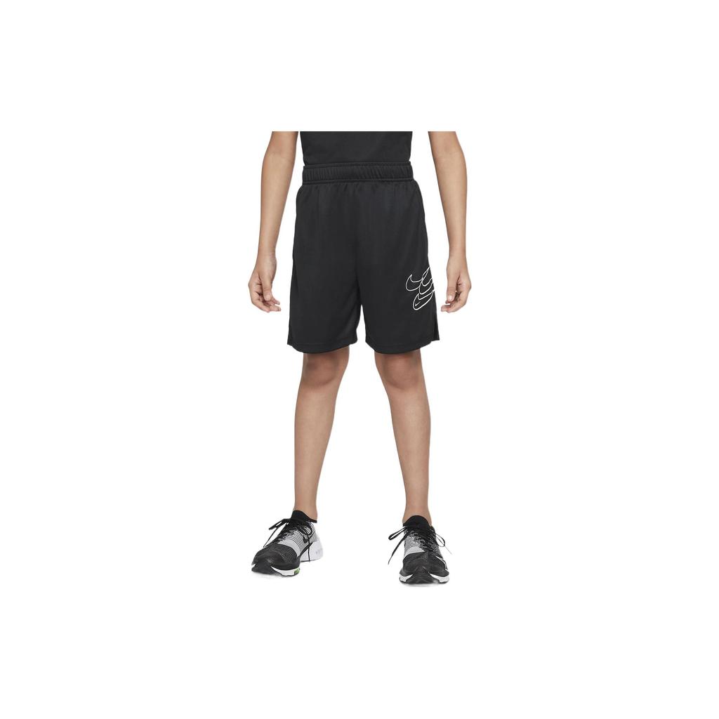Nike Logo Print Solid Color Kids Shorts Kids Bottoms Black DM8532-010