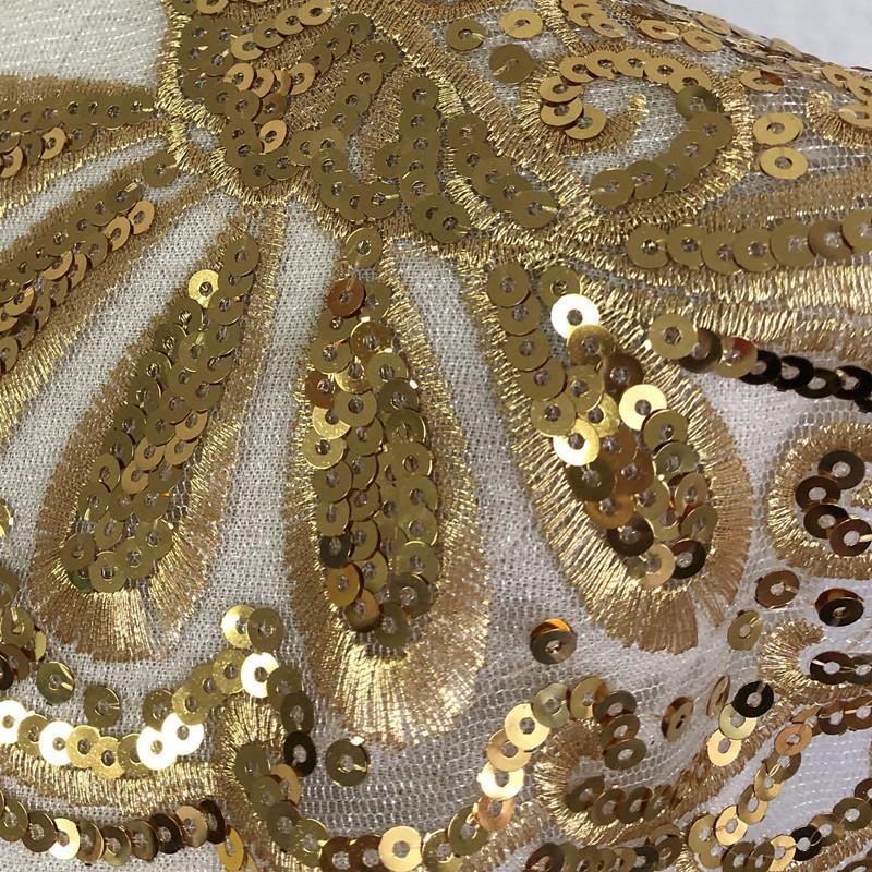 Gold & Silver Sequin Mesh Embroidered Fabric Patches: Set of 5 Floral Decorations for Dancewear & DIY Skirt Accessories