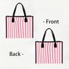 Pink Striped Tote Bag Fashion Casual Large Capacity Shopping Handbag