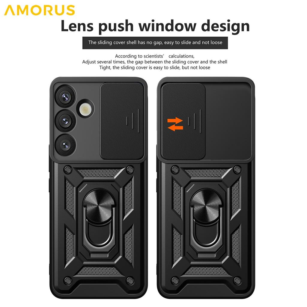 Für Samsung Galaxy S26+ Hülle mit Schiebe-Kameradeckel PC + TPU Ständer Handyhülle