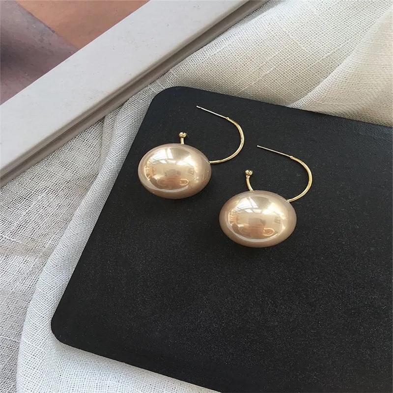 Women Oversized Pearl Twisted Hoop Earrings Unique Big Circle Statement Jewelry Fashion Accessories For Girls