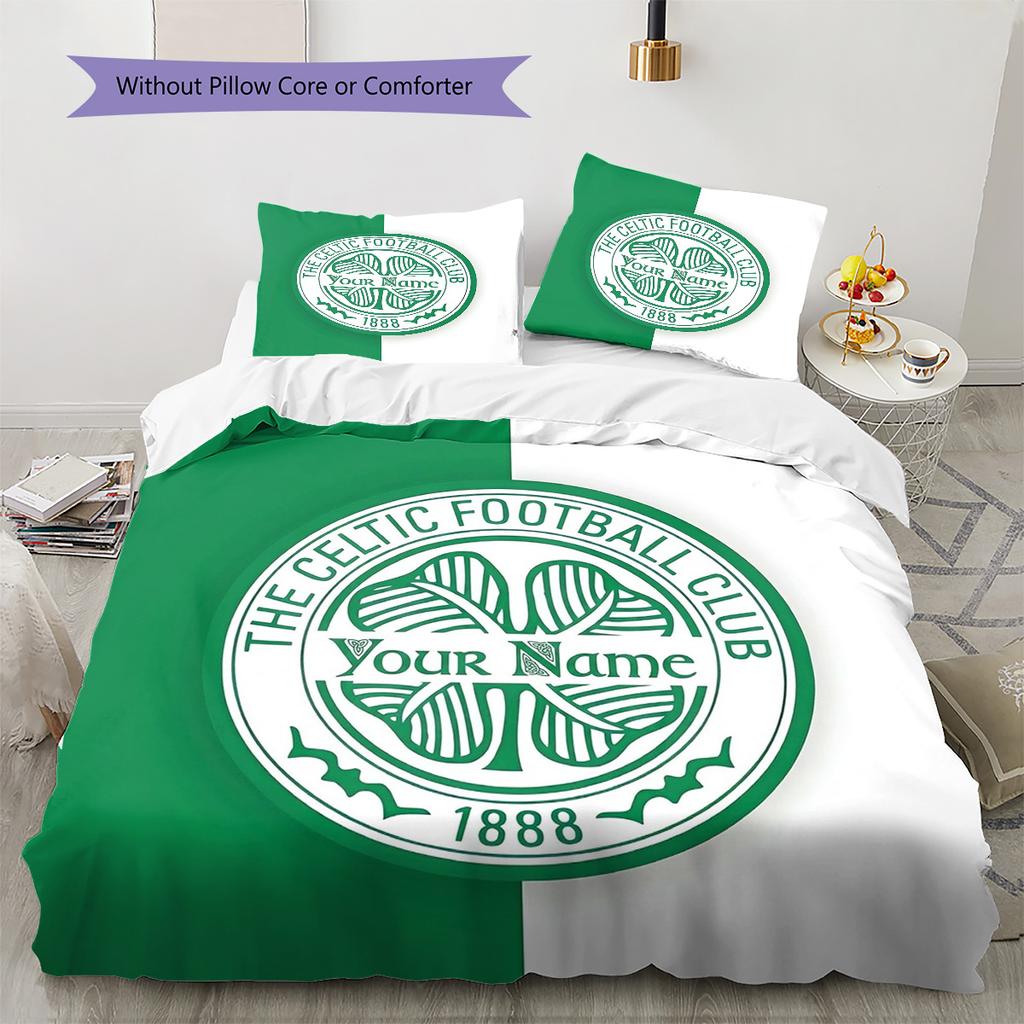 Celtic Fc Crest Custom Name Pattern Bedding Quilt Set Quilt Cover Pillowcase Home Birthday Gift(1 * duvet cover + 2 * pillowcase, without core)