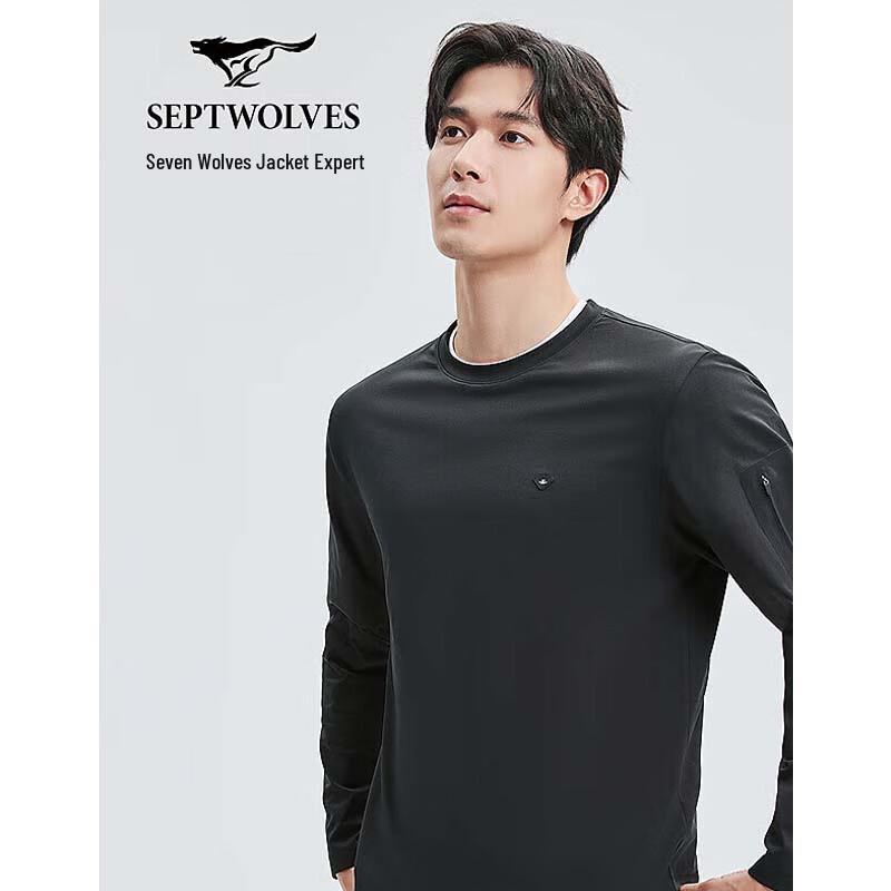 SEPTWOLVES Men s Autumn Crew Neck Long Sleeve T-Shirt L