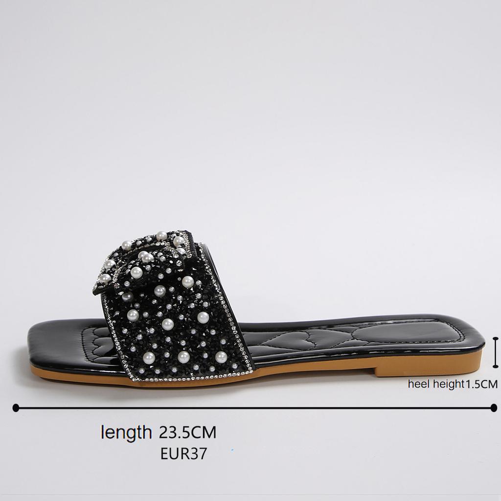 Modne Damskie Casualowe Klapki z Odkrytymi Palcami Płaskie Luksusowy Dekor Tkany Wzór Sandały Moda Wakacje Impreza Seksowne Eleganckie Kapcie dla Pań Biurowych