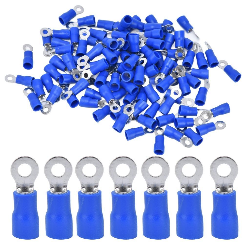 

100PCS Blue Pre Insulated Crimp Terminals Round AWG 16‑14 Ring Type Wire Connector M4 Electrical Wire Connectors Computers синій