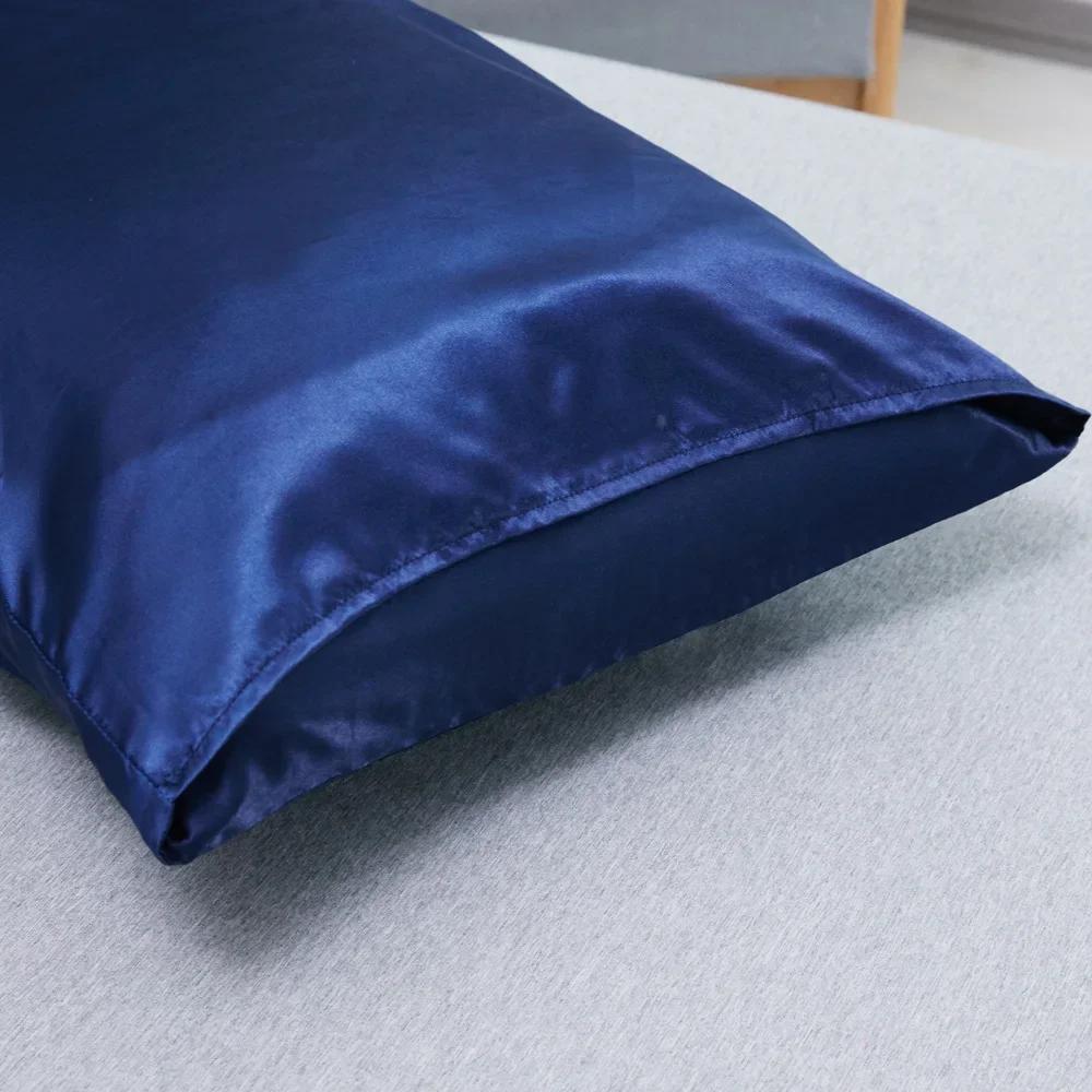 1PCS Queen Satin Silk Pillowcase Pillow Case Cover Home Bedding Smoothy Pillow Rectangle Bedding Pillow
